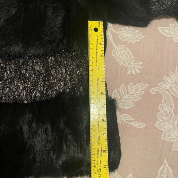 NWT Alberto Makali 100% rabbit fur w/ lace/sequin combo jacket, size L - Picture 12 of 13